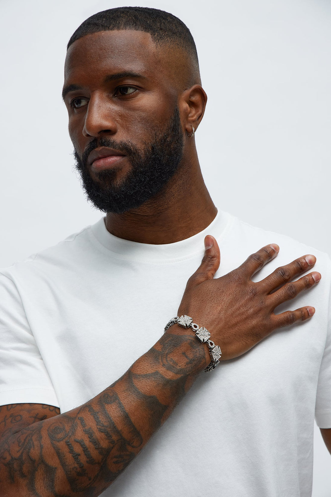 15MM Iced Chopper Cross Bracelet - Silver