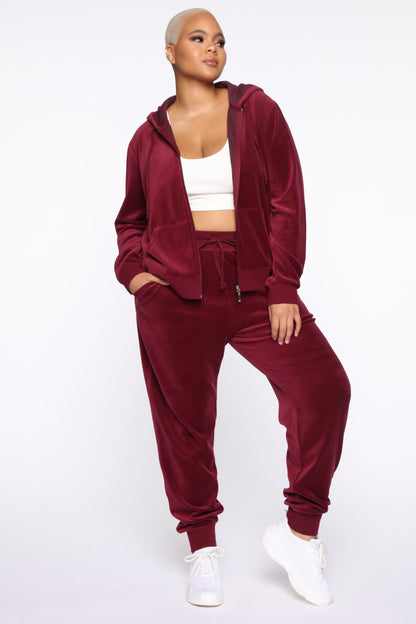 The Original Trendsetter Velour Set - Burgundy