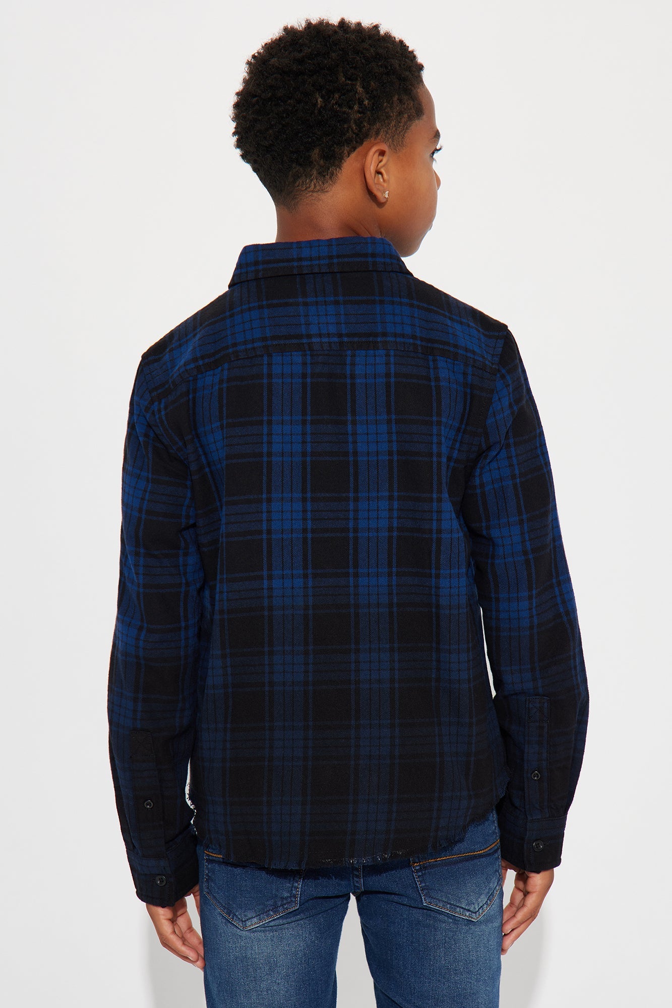 Mini Sunset Dip Dye Flannel Shirt - Black/Blue