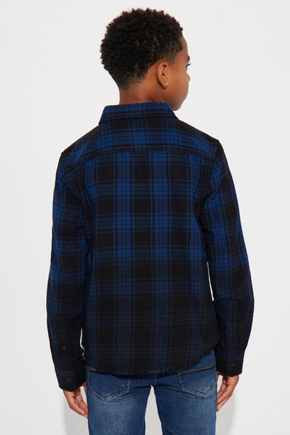 Mini Sunset Dip Dye Flannel Shirt - Black/Blue