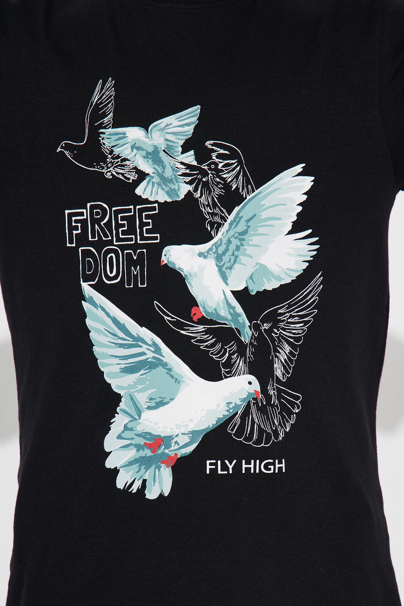 Mini Doves Of Freedom T- Shirt - Black