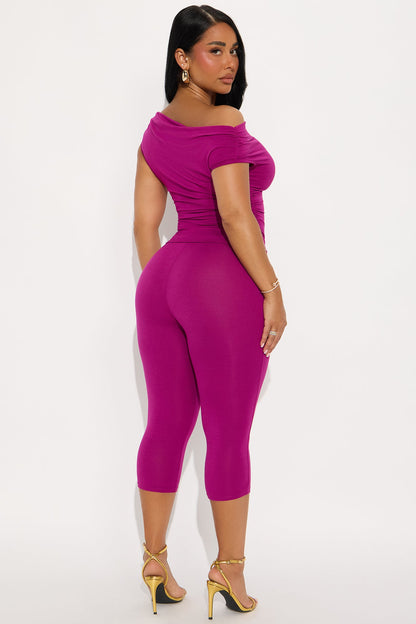 Havana Off Shoulder Capri Pant Set - Magenta