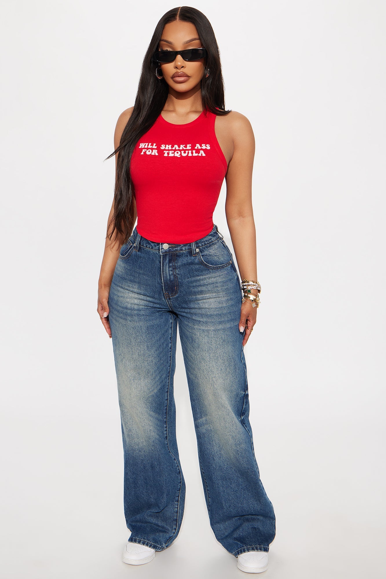 Will Shake Ass For Tequila Ribbed Tank Top - Red