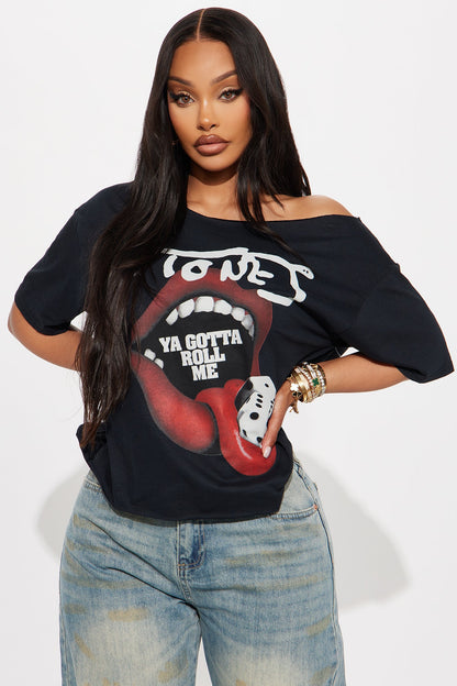 The Rolling Stones Dice Off Shoulder Tee - Black