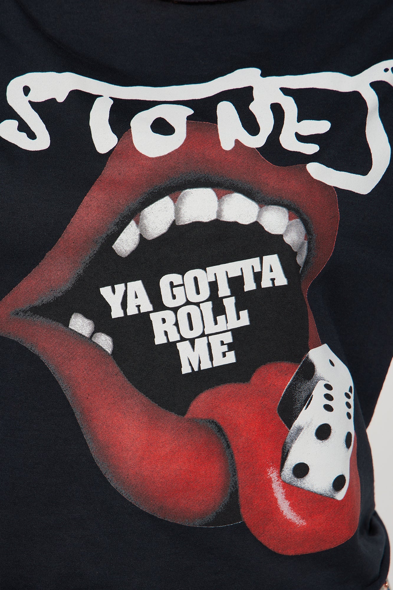 The Rolling Stones Dice Off Shoulder Tee - Black