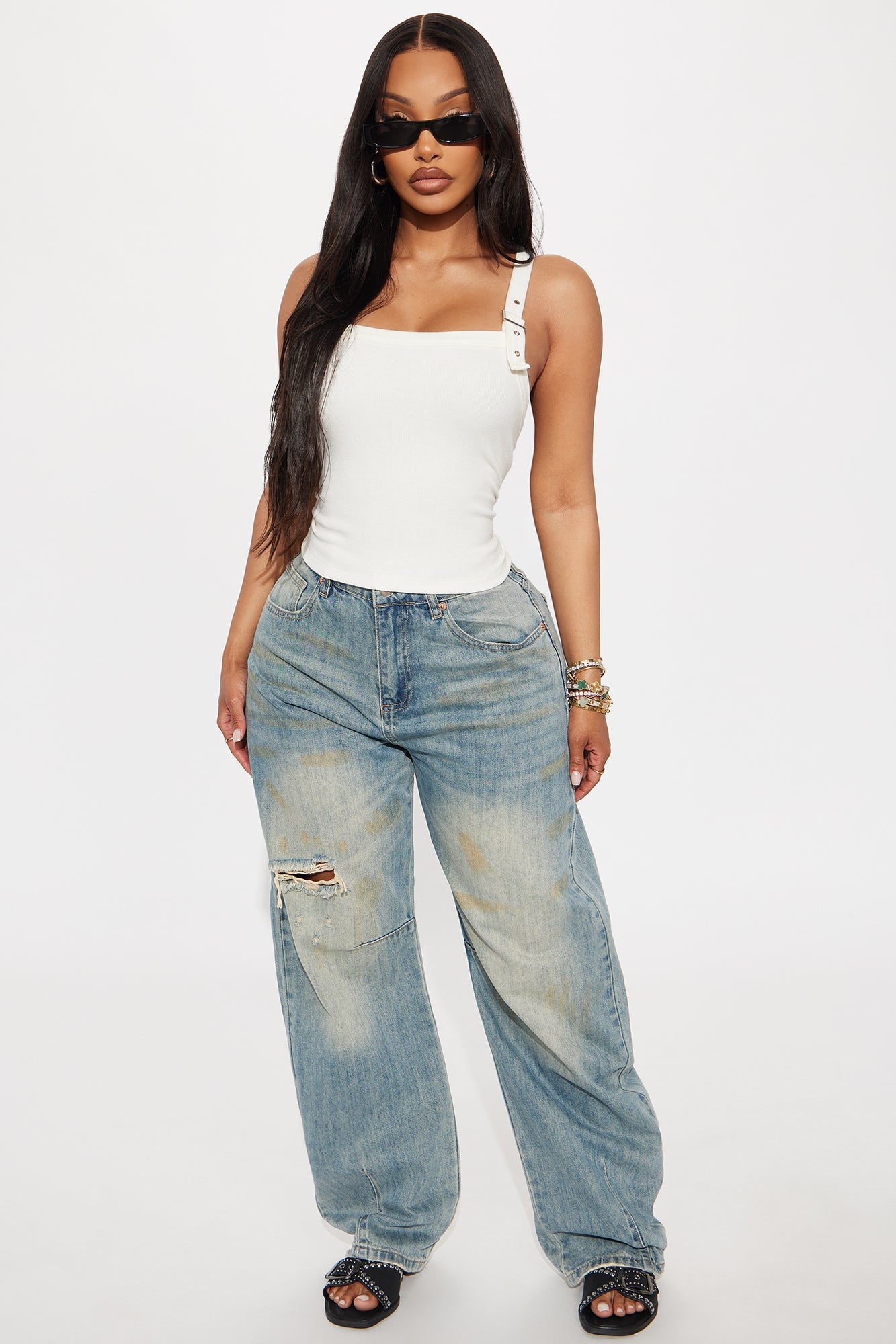 Buckle Up Ribbed Tank Top - Ivory