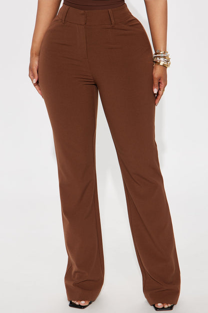 Tasha Dressy High Rise Pants - Brown