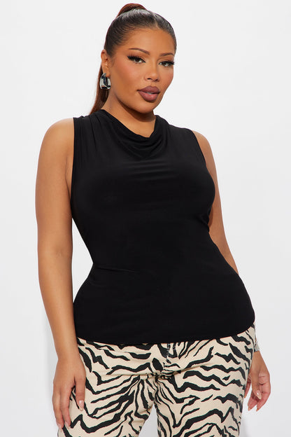 Angie High Neck Open Back Top - Black