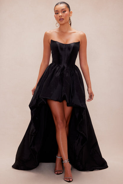 Aurora High Low Taffeta Gown - Black