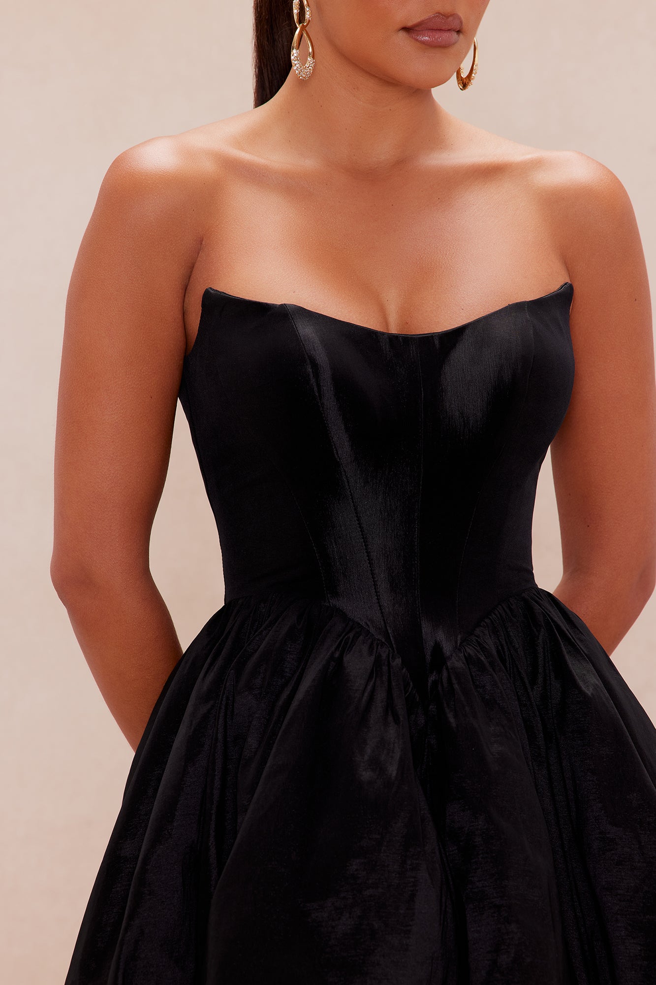 Aurora High Low Taffeta Gown - Black