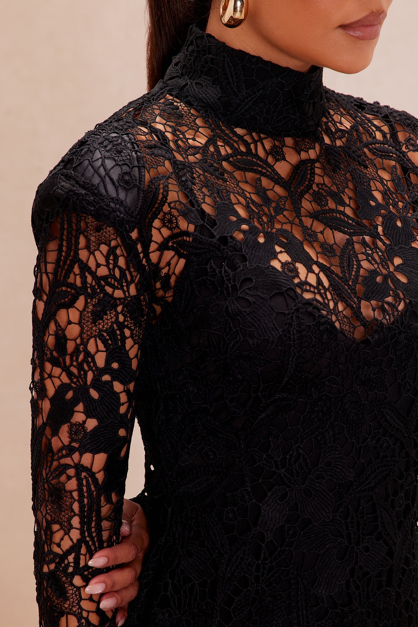 Efina Lace Mini Dress - Black