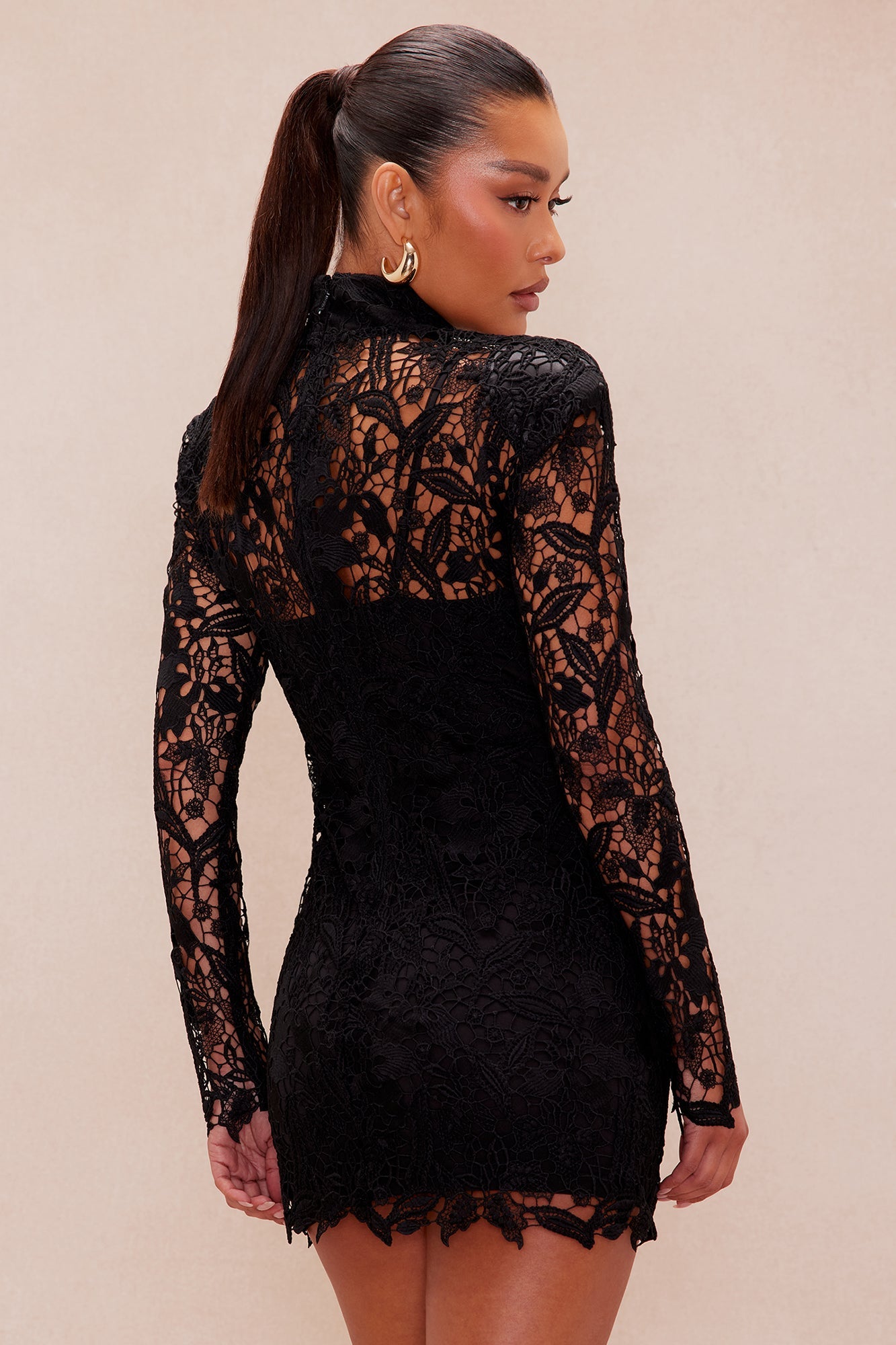Efina Lace Mini Dress - Black