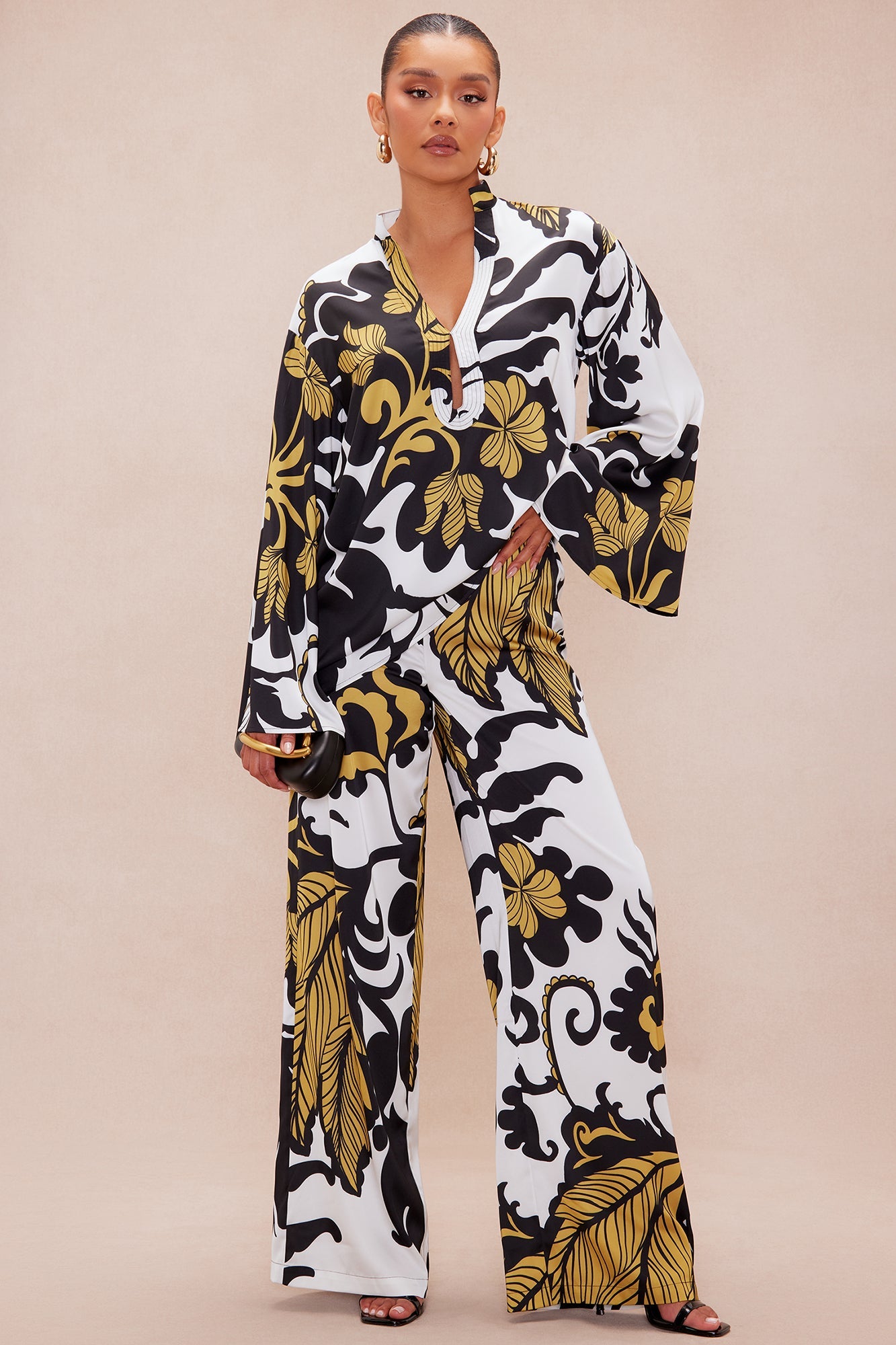 Solana Satin Pant Set - White/combo