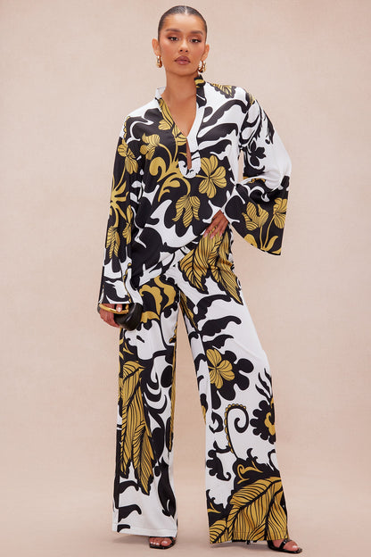 Solana Satin Pant Set - White/combo