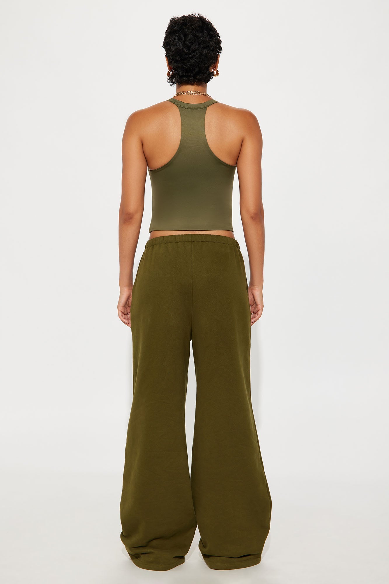 Contour Double Lined V-Neck Tank Top - Military Green