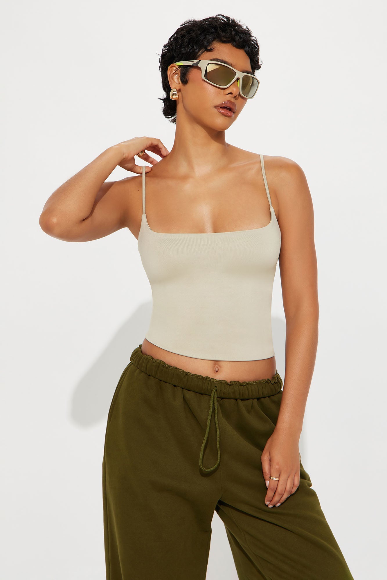 Contour Double Lined Cami Top - Stone
