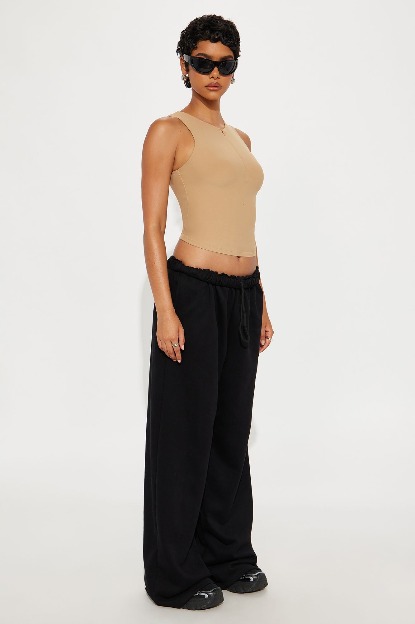 Second Skin Double Lined Zip Front Tank - Mocha