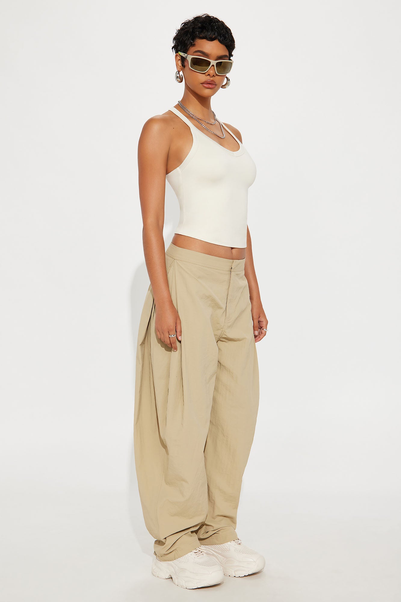 Contour Double Lined V-Neck Tank Top - Bone
