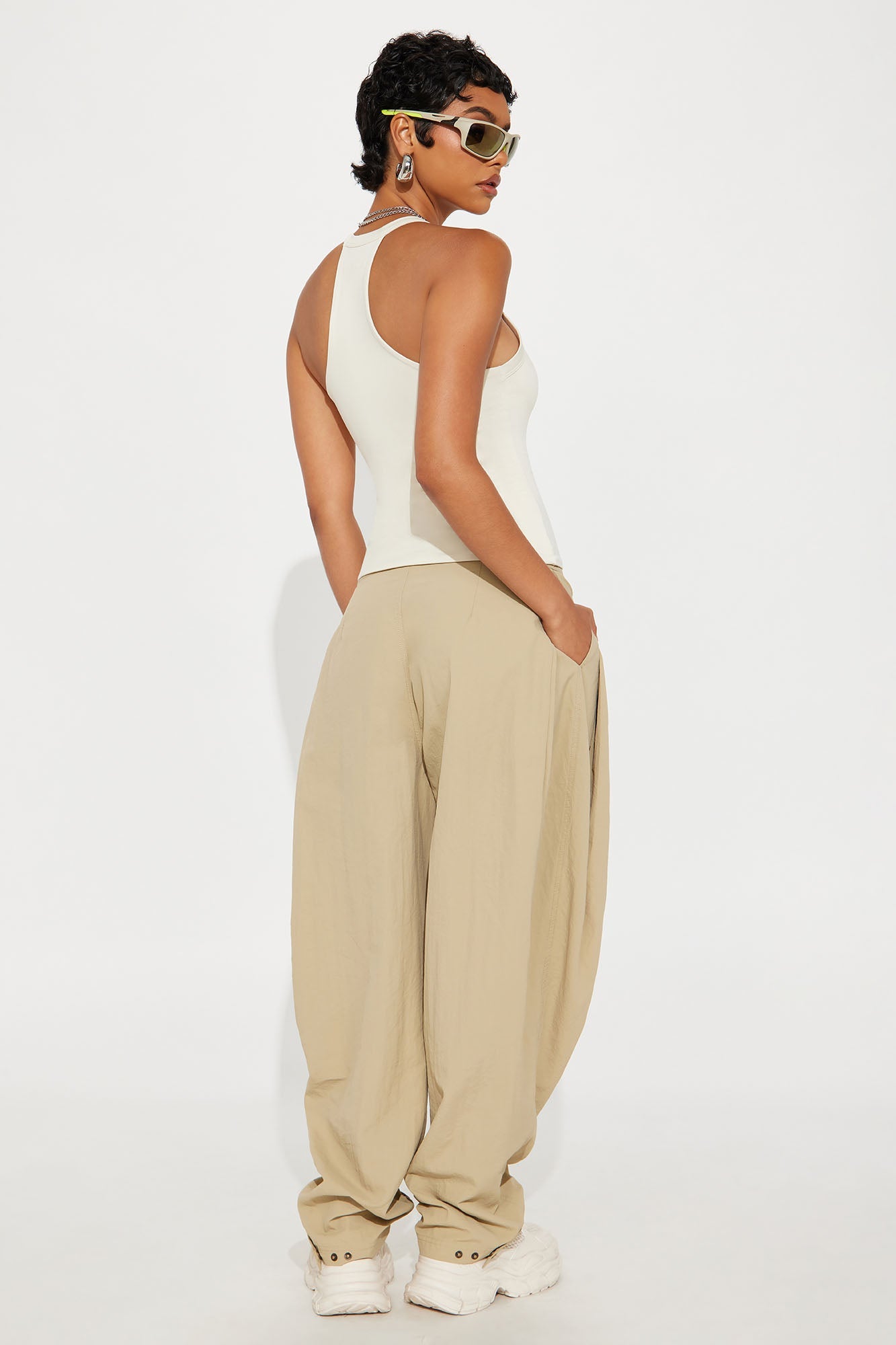 Contour Double Lined V-Neck Tank Top - Bone