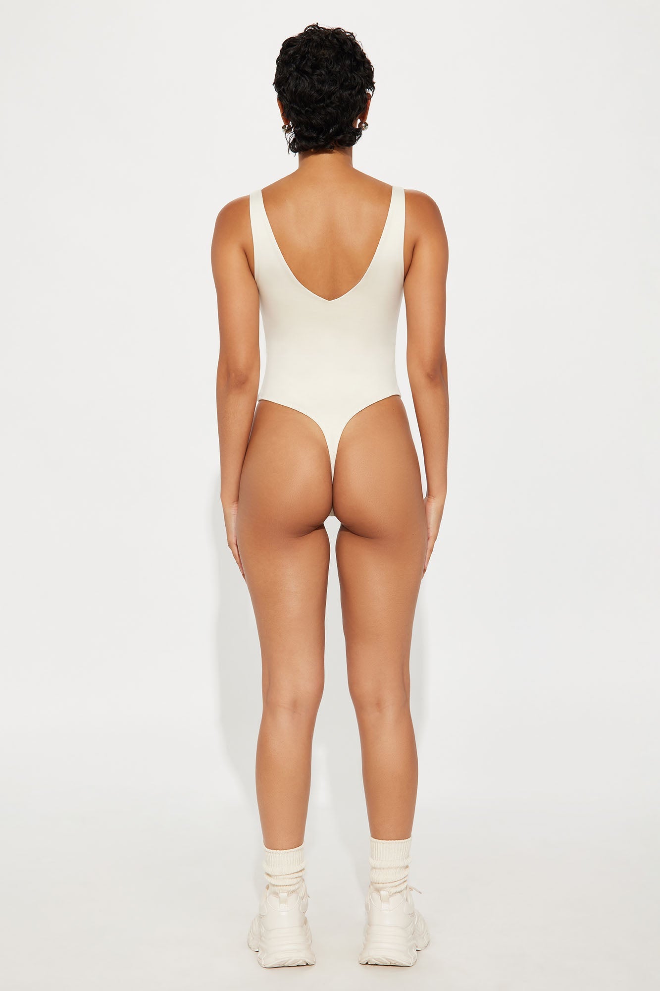 Contour Double Lined V-Neck Bodysuit - Bone