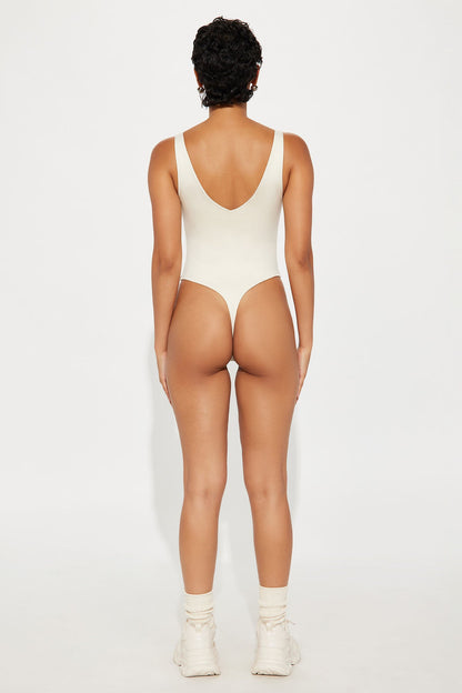 Contour Double Lined V-Neck Bodysuit - Bone
