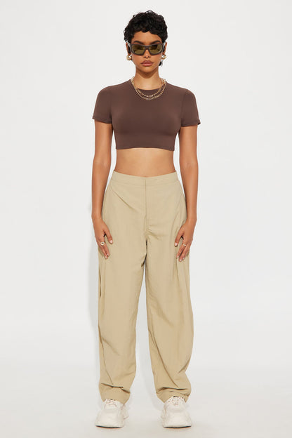 Second Skin Double Lined Super Cropped Tee - Chocolate