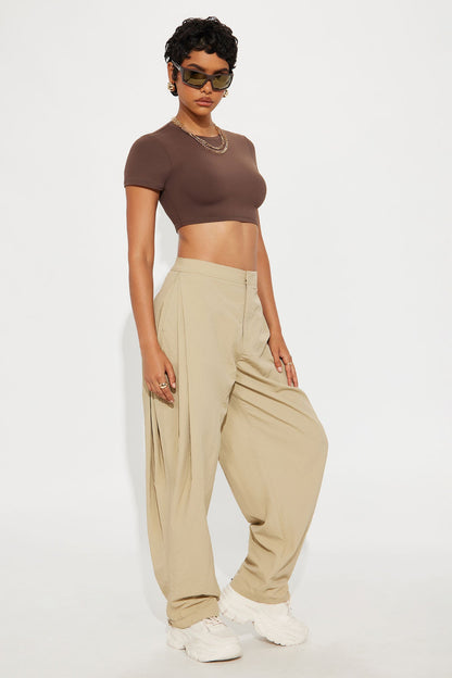 Second Skin Double Lined Super Cropped Tee - Chocolate