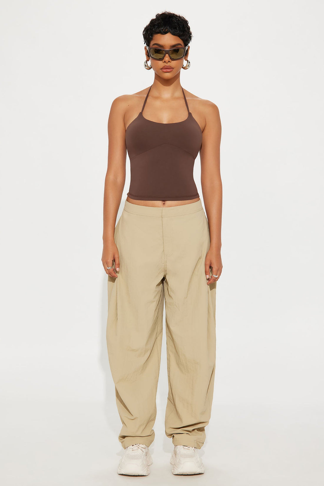 Second Skin Double Lined Cut Out Halter Top - Chocolate