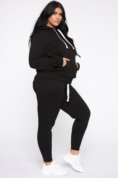 Relaxed Vibe Solid Hoodie - Black