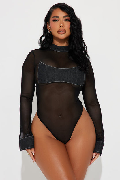 Daunting Denim Skirt Set - Black