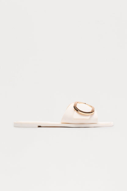 Stetson Buckle Slip On Sandals - Ivory