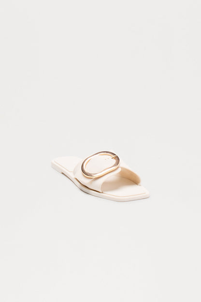 Stetson Buckle Slip On Sandals - Ivory