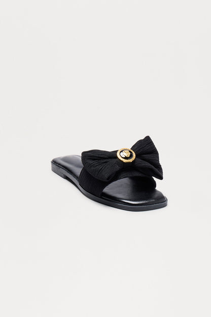 Gloriana Bow Slip On Sandals - Black