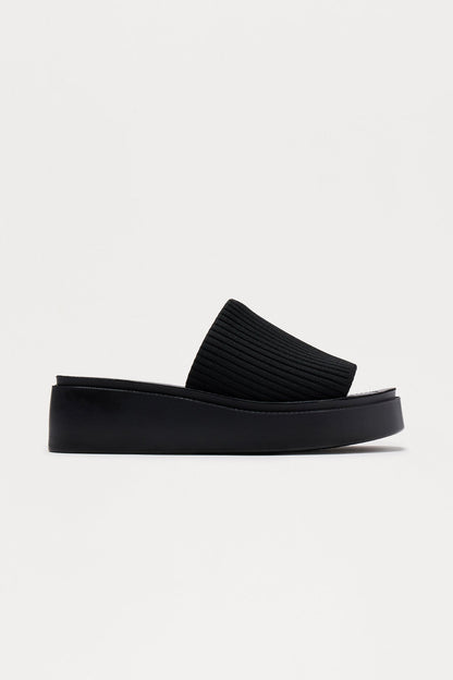 Missie Faux Leather Platform Sandals - Black