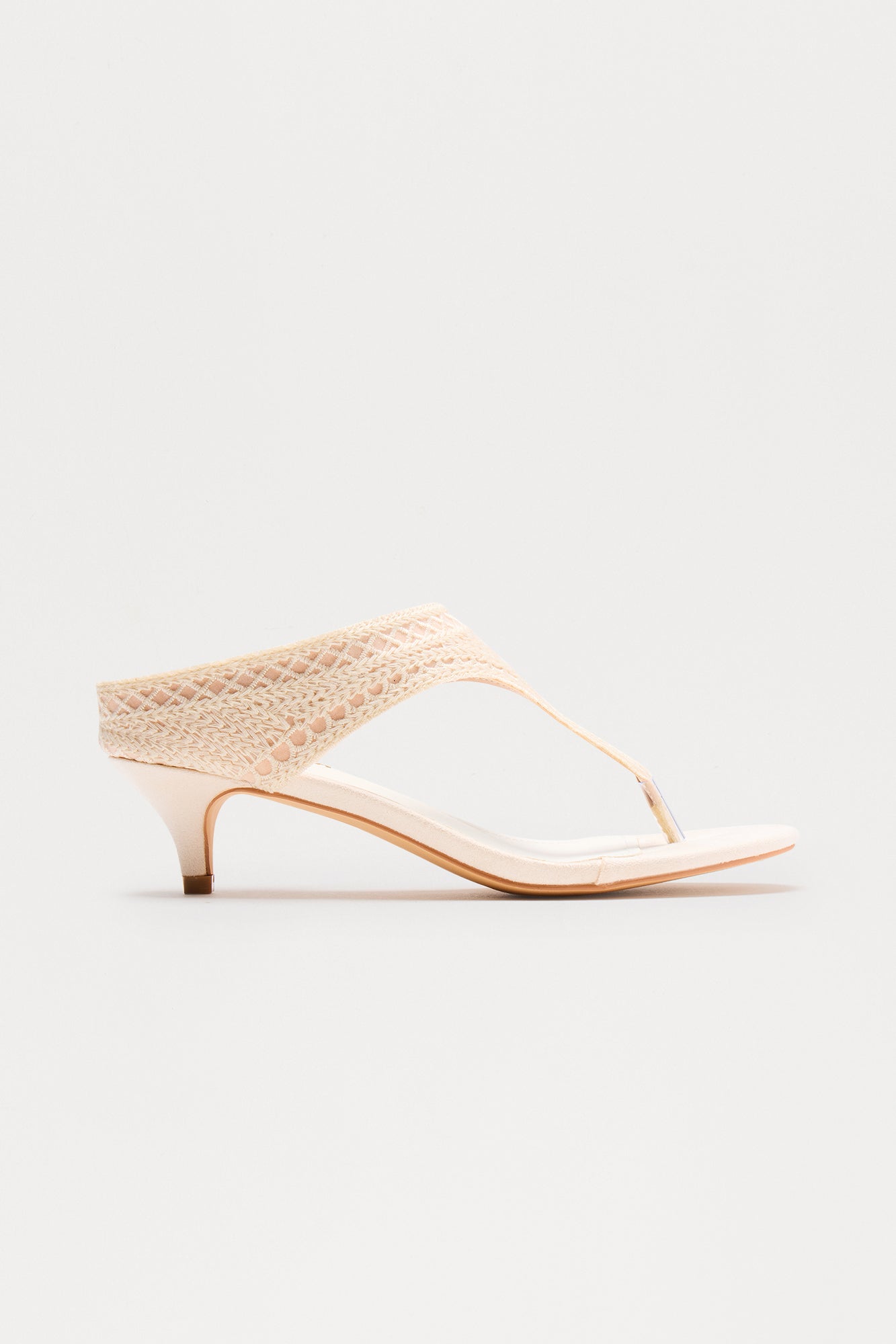 Grove Crochet Thong Kitten Heels - Ivory