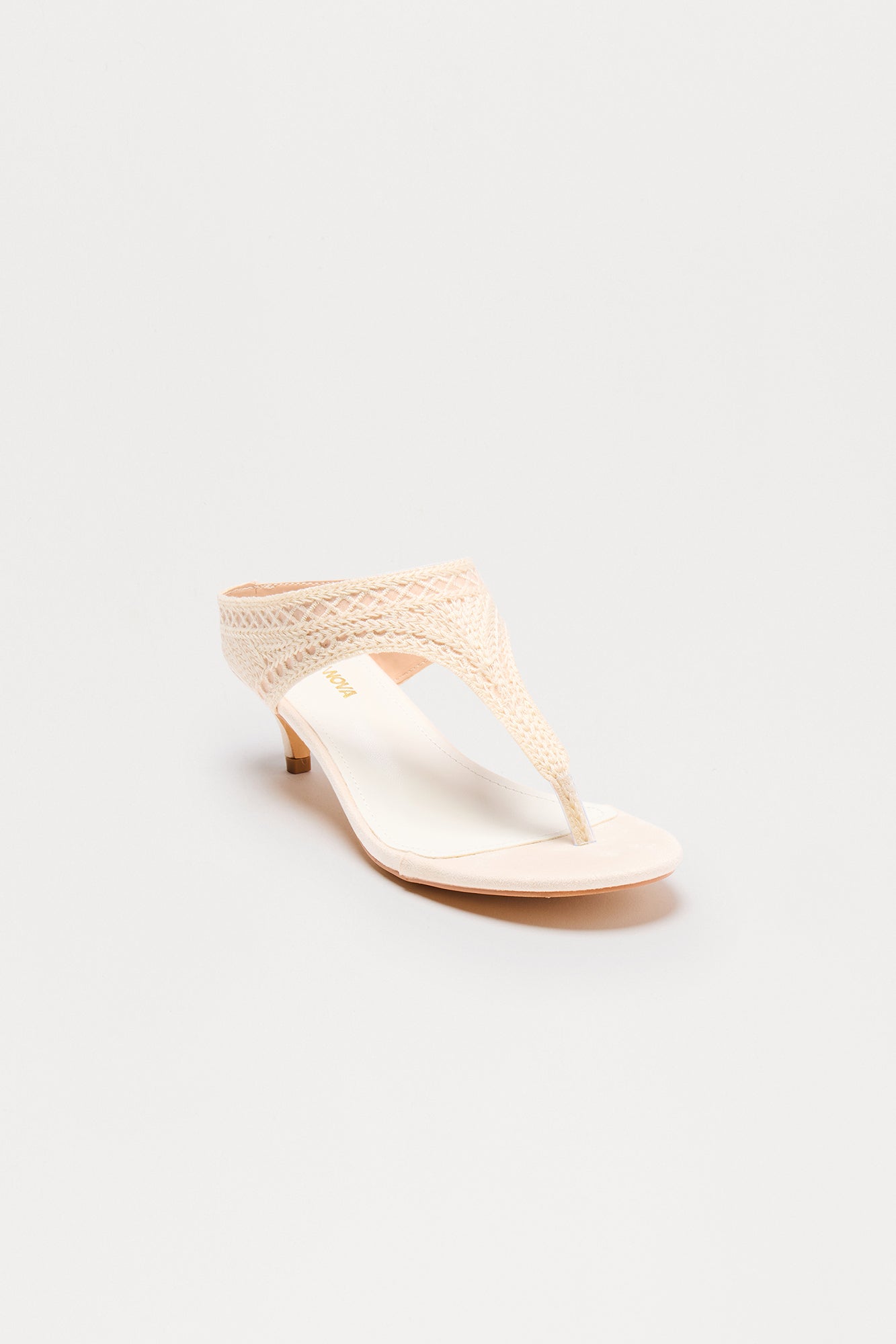 Grove Crochet Thong Kitten Heels - Ivory