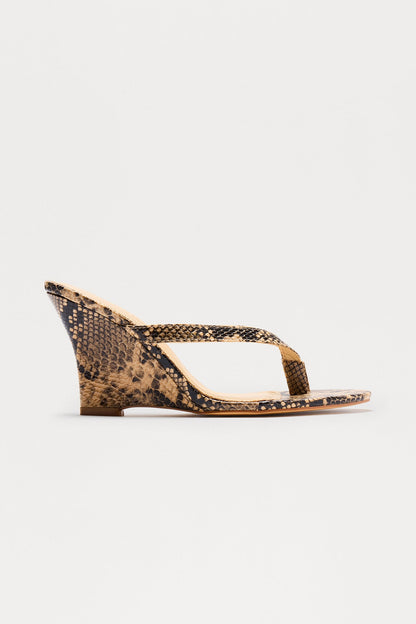 Rattle Thong Wedges - Tan/Multi