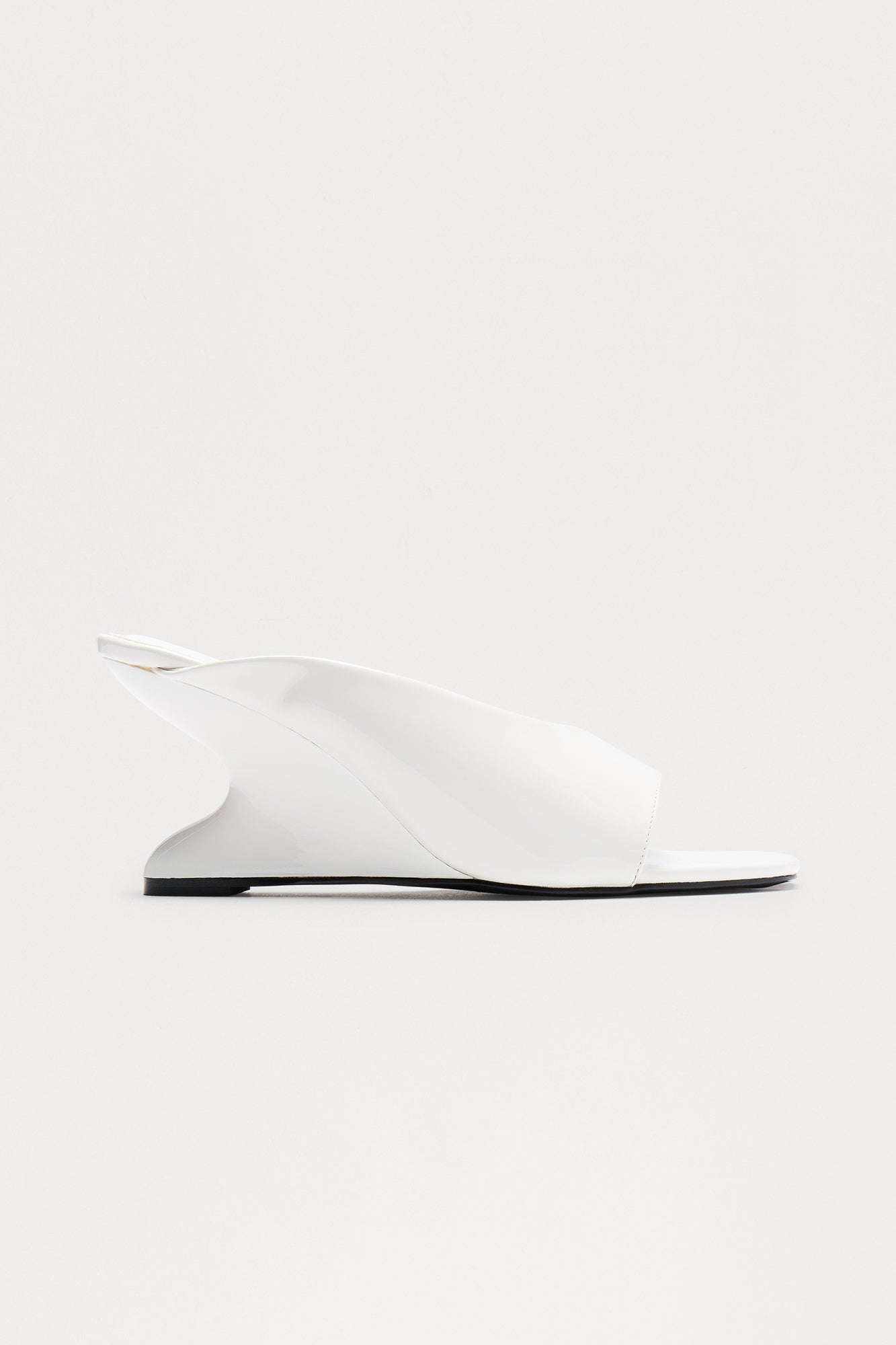 Curve Faux Patent Wedges - White