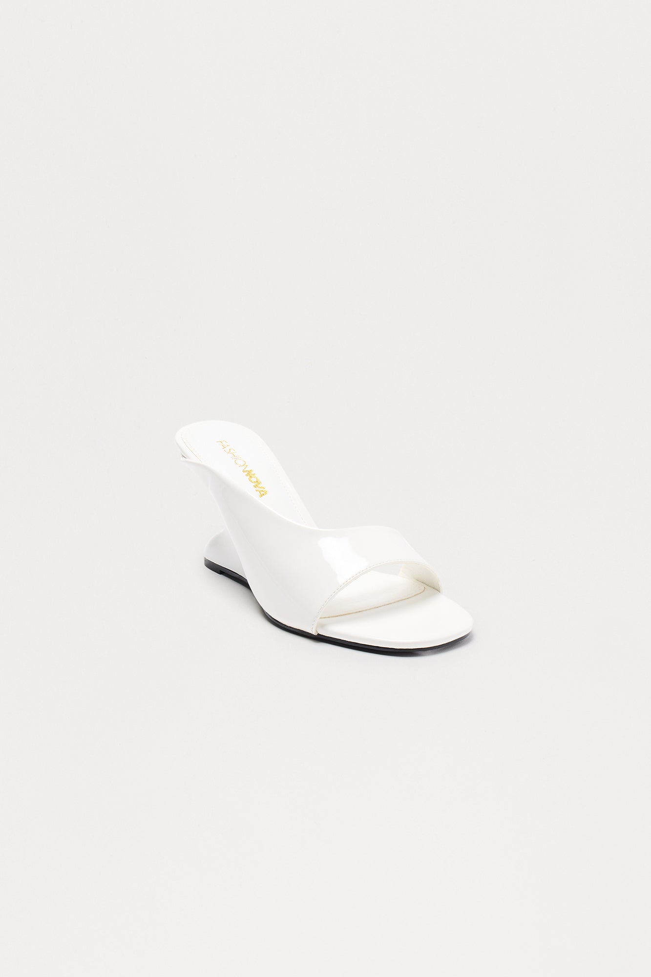 Curve Faux Patent Wedges - White