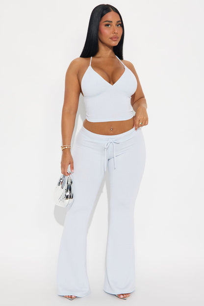 Unwind Time Halter Pant Set - Light Blue