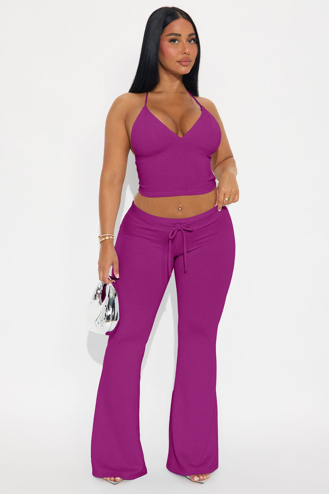 Unwind Time Halter Pant Set - Magenta