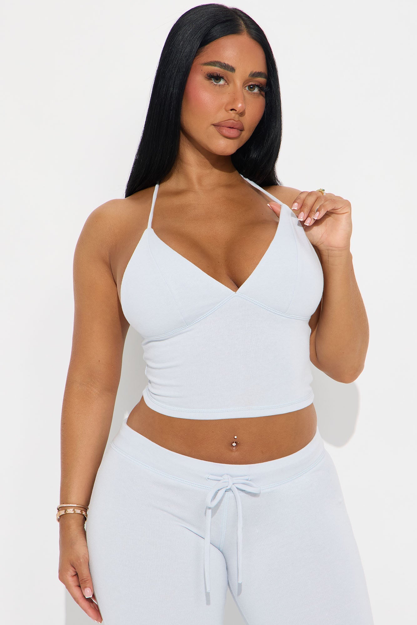 Unwind Time Halter Pant Set - Light Blue