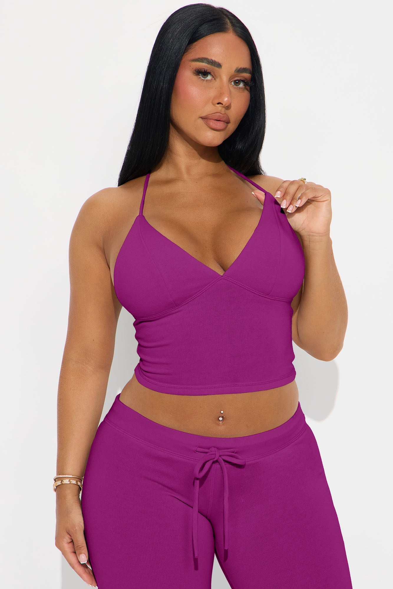 Unwind Time Halter Pant Set - Magenta