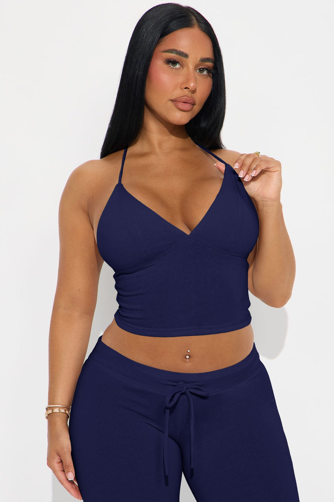 Unwind Time Halter Pant Set - Navy