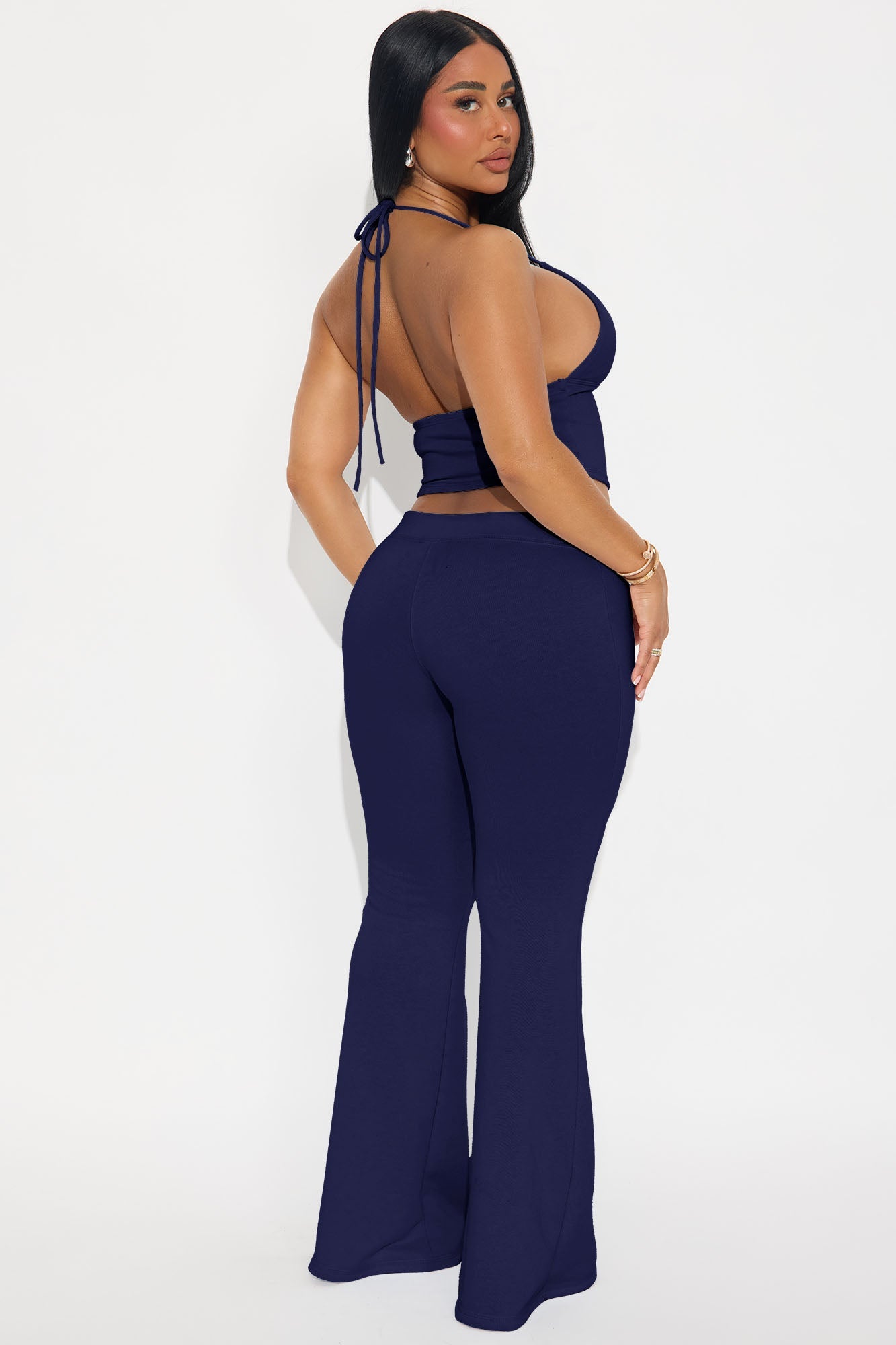 Unwind Time Halter Pant Set - Navy