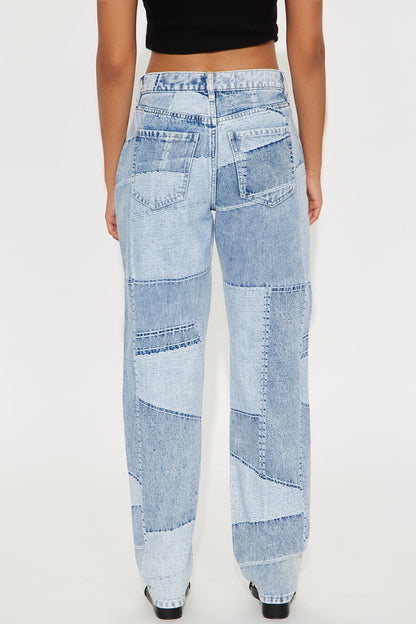 Patch Things Up Straight Leg Jeans - Light Wash