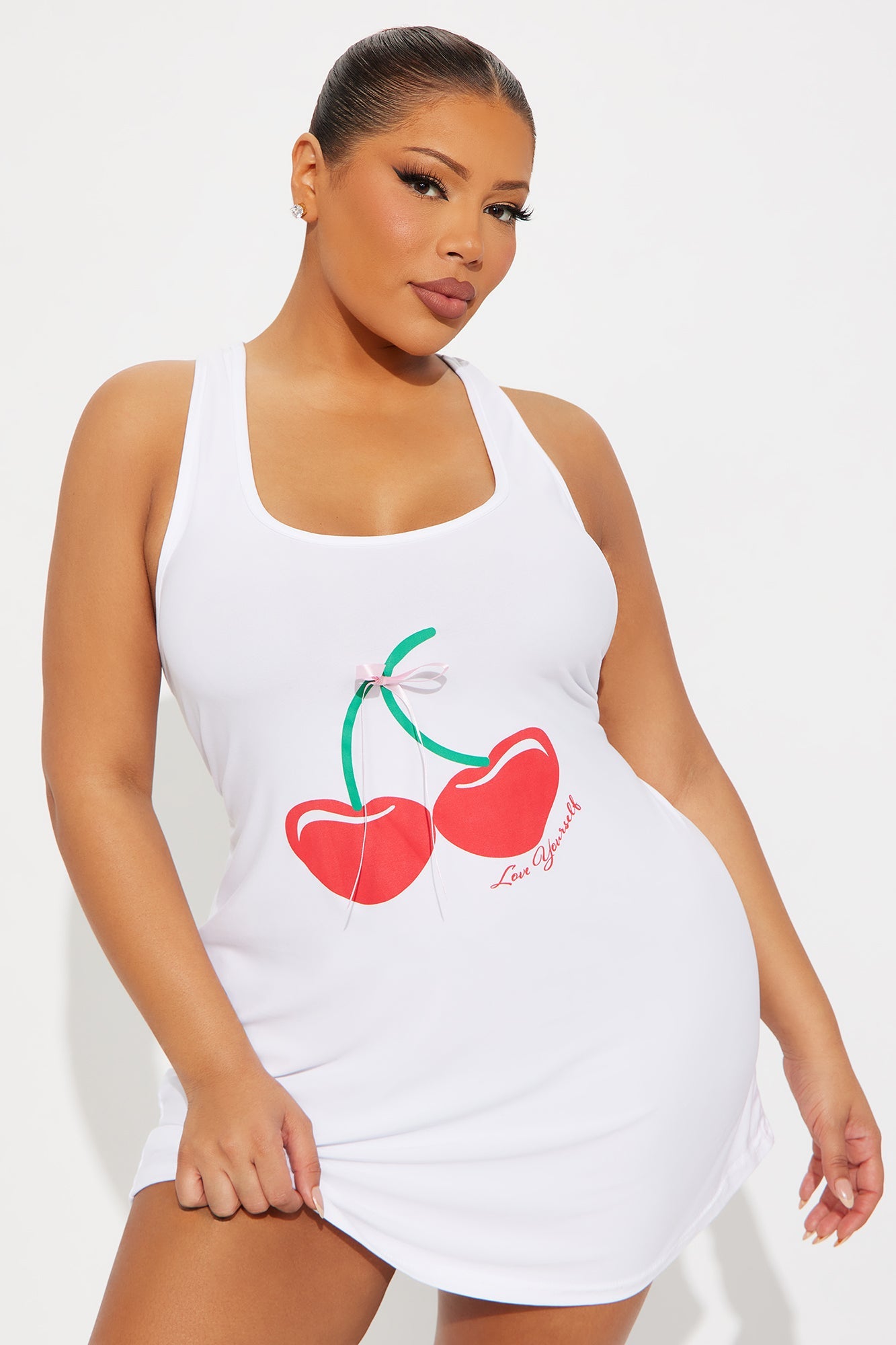 Sweet Like Cherries PJ Sleep Dress - White/combo