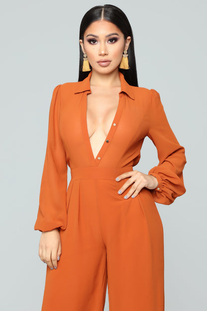 Like Me Better Jumpsuit - Cognac