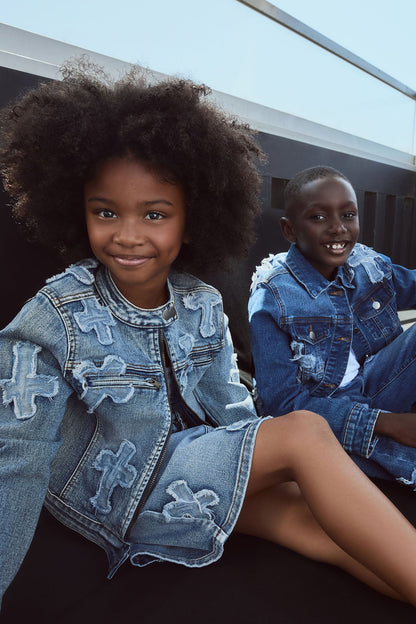 Mini Cross Your Mind Denim Jacket - Medium Wash