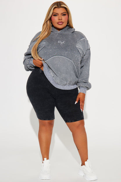 New York Washed And Frayed Hoodie - Grey